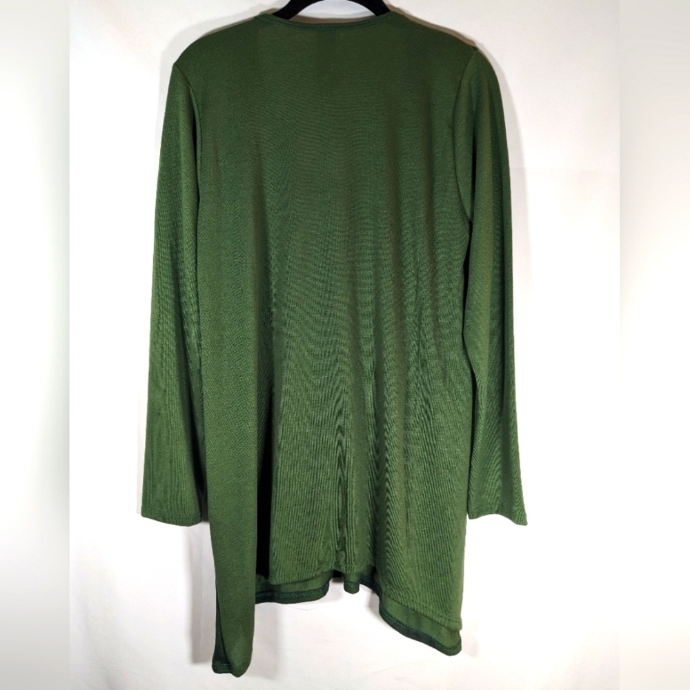 Go Couture Camo Green Asymetrical Long Sleeve Knit Top - Size XL - Picture 2 of 6